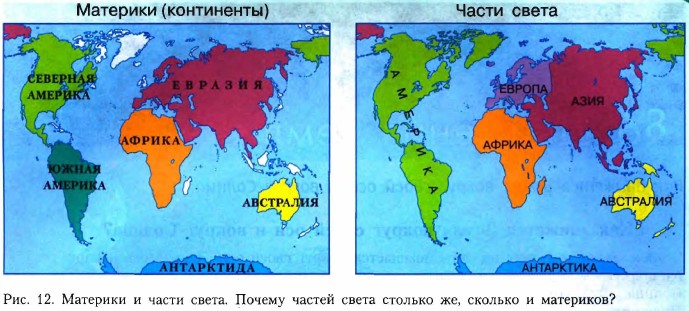 6 материков и 6 частей света