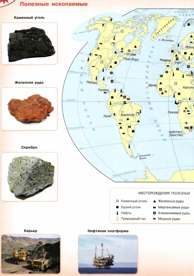 Карта мира полезных ископаемых на русском языке