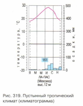 Климатическая диаграмма тропического засушливого типа климата северного полушария