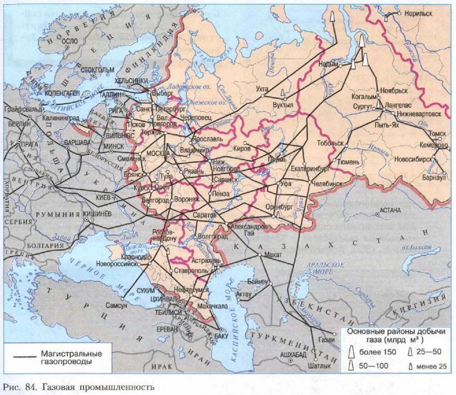Газовая промышленность карта россии