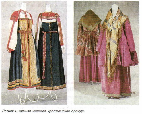 Летняя и зимняя женская крестьянская одежда.