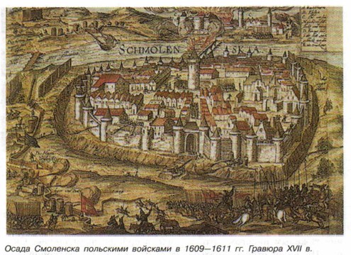 Осада Смоленска польскими войсками в 1609—1611 гг. Гравюра XVII в.