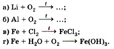 Запишите уравнения реакций схемы которых li o2