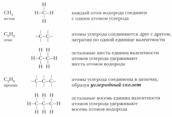 атомы в молекулах углеводородов