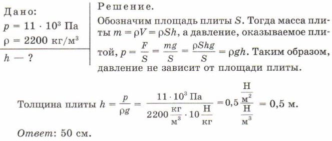 На горизонтальном полу лежит бетонная плита толщиной 20 см определите давление производимое бетонной